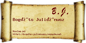 Bogáts Juliánusz névjegykártya